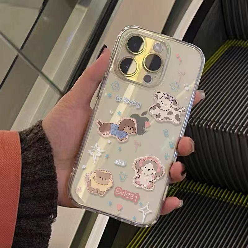 Милый Чехол в Корейском Стиле для iPhone 17 Pro Max с Щенком, Мягкий и Модный для Apple 14, 15 и XR.