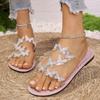 Women Slippers New Butterfly Rhinestone Sandals Summer Fashion Open Toed Slippers Elastic Band Casual Wedding Shoes Slides Women
