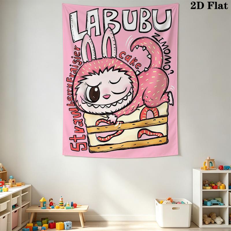 Labubu Cake Cute Monster Dessert Threepiece Set 1 Duvet Cover 2 Pillowcase Without Core Soft And Comfortable Bedding Set