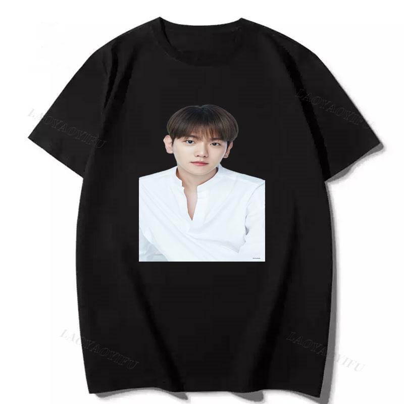 Популярная корейская одежда Футболка Kpop Бэкхён Графические футболки Унисекс Футболка с коротким рукавом Женская Унисекс Одежда Y2k