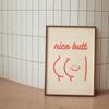 Retro Funny Bathroom Poster Red Blue Nice Butt Quote Canvas Painting Print Sign Toilet Minimalism Wall Art Picture Wc Room Decor