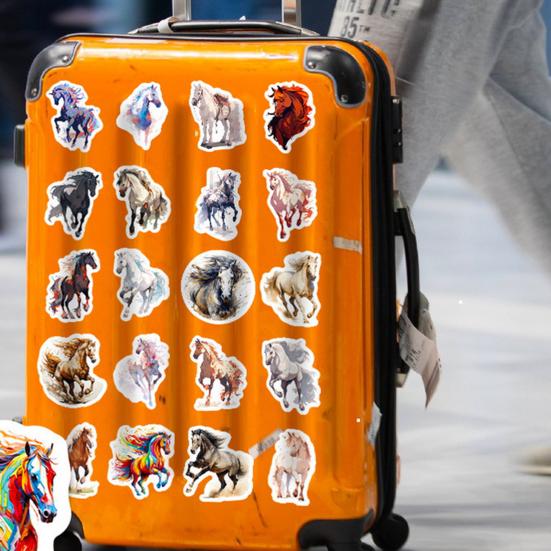 50 шт./компл., ручная роспись, наклейка с лошадью, самоклеящаяся, водонепроницаемая, из ПВХ, чехол для телефона «сделай сам», чашка, чемодан, скейтборд, ноутбук, альбом для скрапбукинга, набор наклеек с граффити