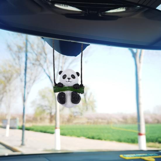 Panda Pendant Cute Toughness Cartoon Strong Resin Decorate Rearview Cute Panda Mirror Pendant