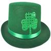 Green Tall Hat StPatricks Day Flat Tall Hat Holiday Headdress Irish National Day Celebration Magicians Hat Festival Hat