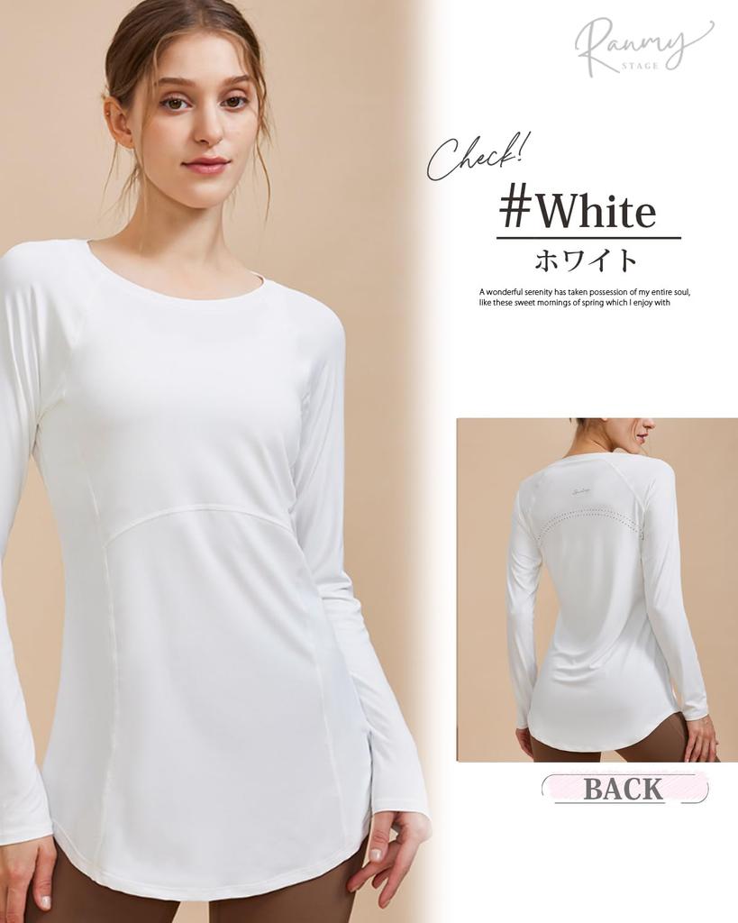 Ranmy Stage Long Sleeve Yoga with Slimming UV Sun Quick Extra Long Size M Women's T-Shirt Silhouette, Protection, Protection, Drying, Lightweight,