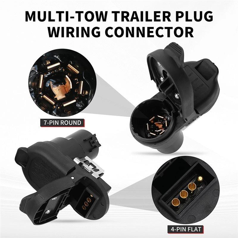 For Ford F150 F250 F350 2015- Compatible Trailer Brake Harness 7-Pin Round/4-Pin Flat Plug Connector FU5Z-14489-A For Towing