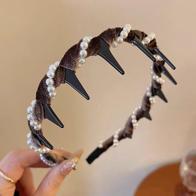 Retro Leopard Print Plush Headband - Non-Slip, Korean Style for Women, Perfect for Autumn and Winter Face Washing