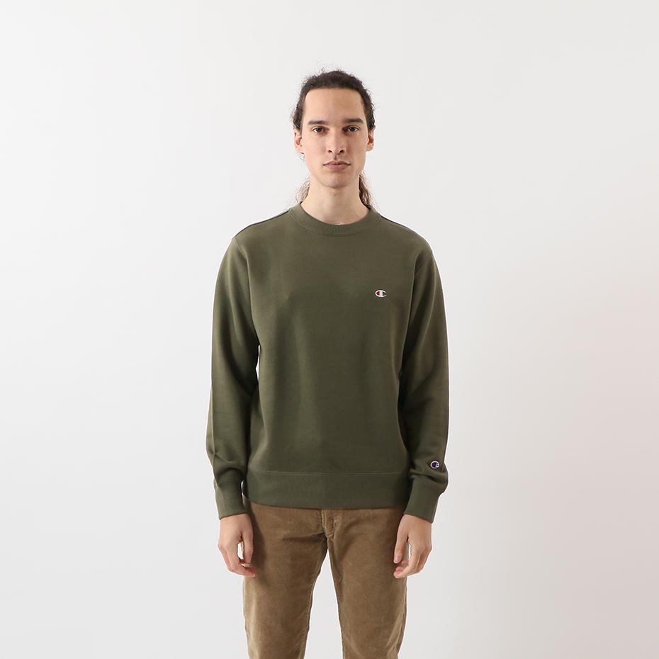 Champion Sweatshirts Unisex Army Green Crew Neck Moderate Regular C3-Q001-655