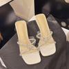 Transparent Shoes One-shoulder Shoes Half Slippers New Cool Slippers Crystal High Heels