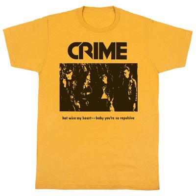 Crime Band Хот Вайр Мое Сердце Футболка с коротким рукавом Золотая Все размеры BT122 Унисекс Футболка