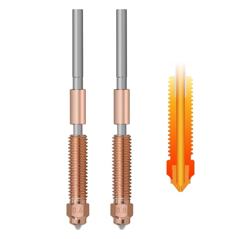 Сопло K1C 0,8*1,0 мм 2 шт. Unicorn Быстросъемное Сопло для Ender 3 V3 Подходит для 3D-принтера K1C/K1 Max Керамический Нагревательный Блок Горячий Конец Запасная Часть, Термическое