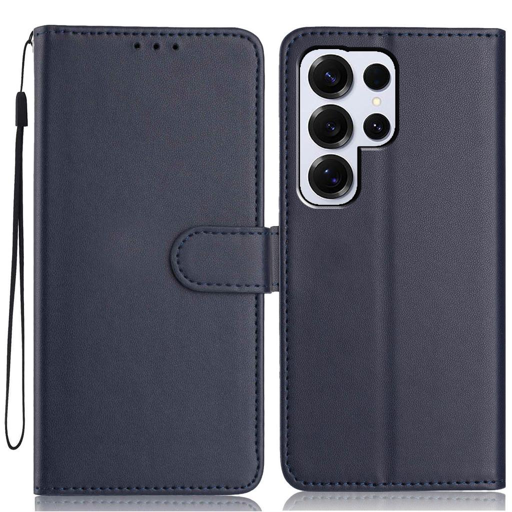 Для Samsung Galaxy S25 Ultra Чехол-кошелек с ремешком/Множество слотов для карт Однотонный кожаный чехол-подставка для телефона