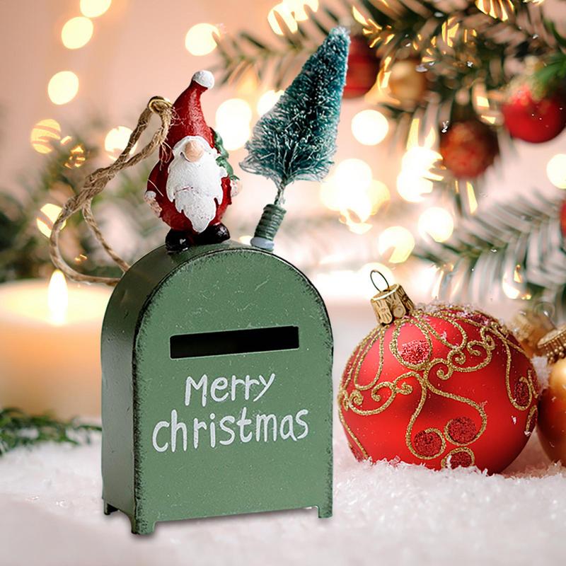 Christmas Post Box Santa Claus Faceless Gnomes Metal Storage Case For Gifts Cards Souvenirs Retro Gift Storage Case Home