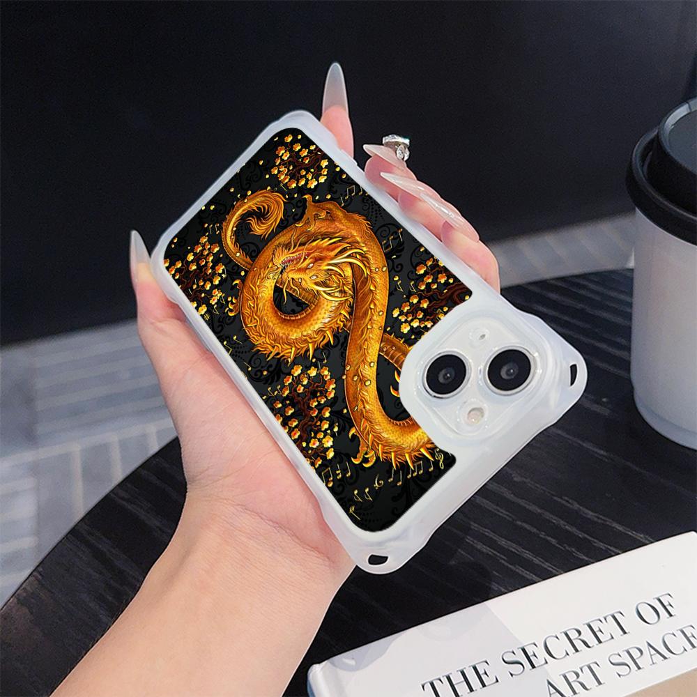 Ae77 Dragon Design Art Soft Phone Cases for iPhone 16 15 14 13 12 11 Pro Max 7 8 Plus XR XS Max with Wrist Strap Lanyard Corner Protection Back Cover