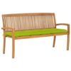 Stackable Garden Bench and Cushion, 159 Cm, vidaXL Solid Teak Wood.