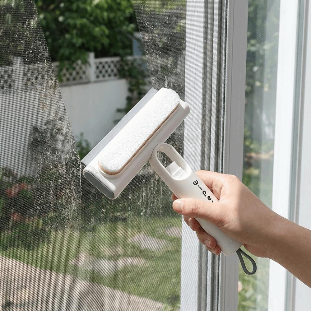 Portable Screen Window Brush 2-in-1 Glass Scraping Brush Mirror Cleaning Scraper High-rise Windows