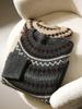 2025 Autumn/Winter Retro Fair Isle Jacquard Round Neck Long Sleeve Sweater