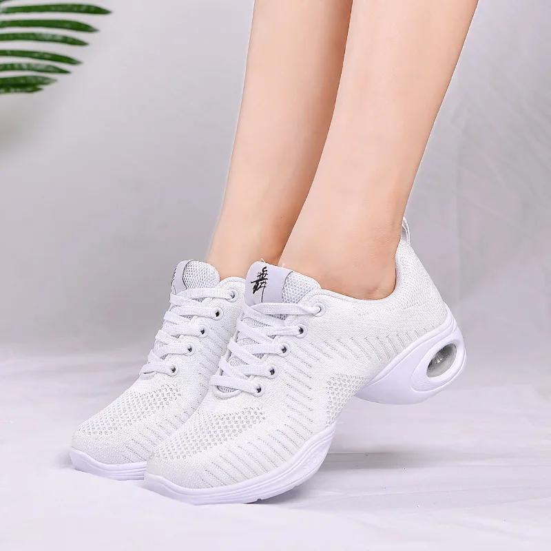 Summer Mesh Soft Sole Jazz Shoes Woman Modern Soft Outsole Dance Ladies Sneakers Breathable Lightweight Dancing Fitness Shoes