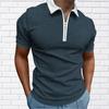 Men's Shirt Polo Casual Zip Short Sleeve Fashion Casual Zipper Summer Spring Regular Fit 3D Grid Lines Print Shirt