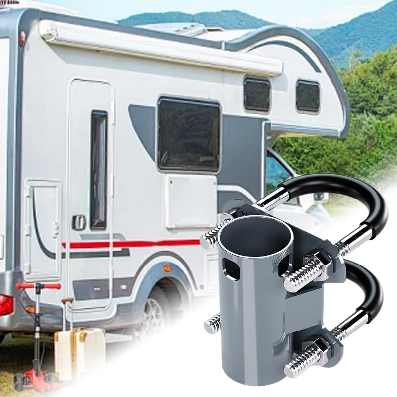 Pole Clamp U-Bracket RV Mast Pole Antenna Mounting Clamp Stable Support Hoop Clamp Fixing Bracket For Camping Roof Yacht Outdoor