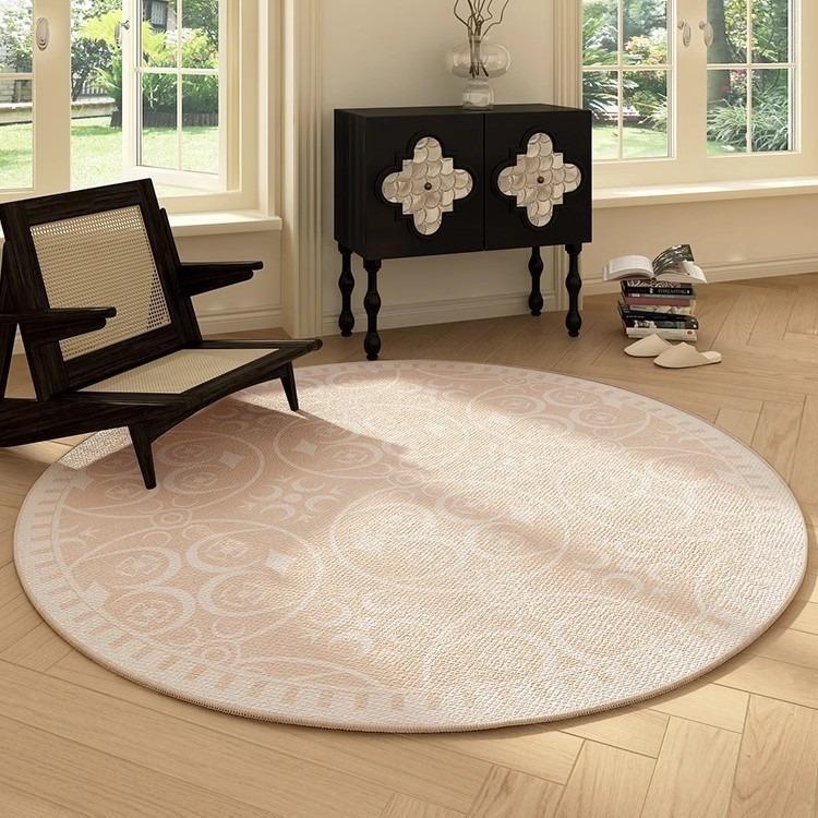Carpet Living Room French Round Home Easy Care Crystal Velvet Carpet High Sense Bedroom Table And Chair Decorative Carpet