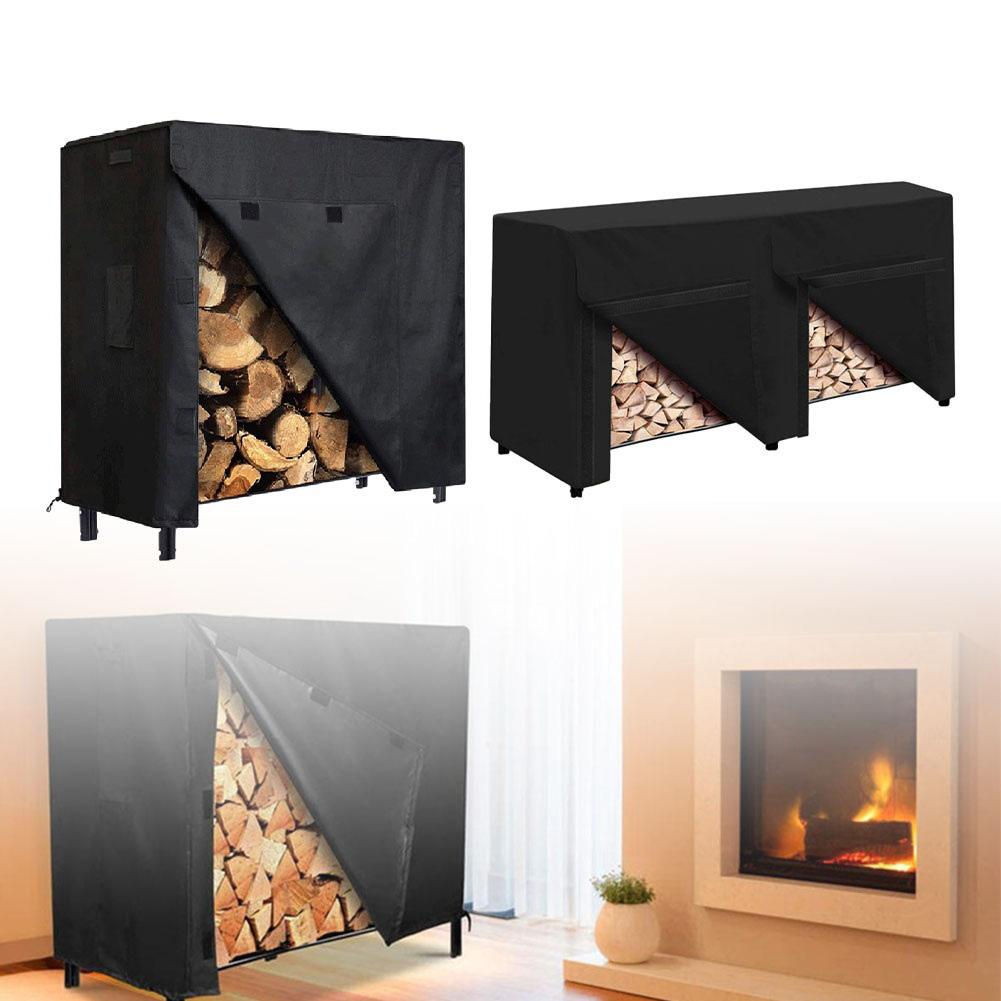 4FT 210D Oxford Cloth Waterproof PVC Coating Firewood Log Rack Cover Heavy Duty Outdoor Dust Sun Protector With Padded Handles