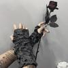 Gothic Black Fingerless Long Gloves Punk Hole Half-finger Gloves Arm Warmer Beggar Cosplay Halloween Costume Accessories