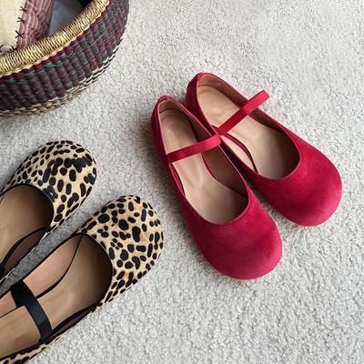 Кожаные ретро туфли с круглым носком и леопардовым принтом, с вырезом и ремешком Мэри Джейн, женские летне-осенние балетки