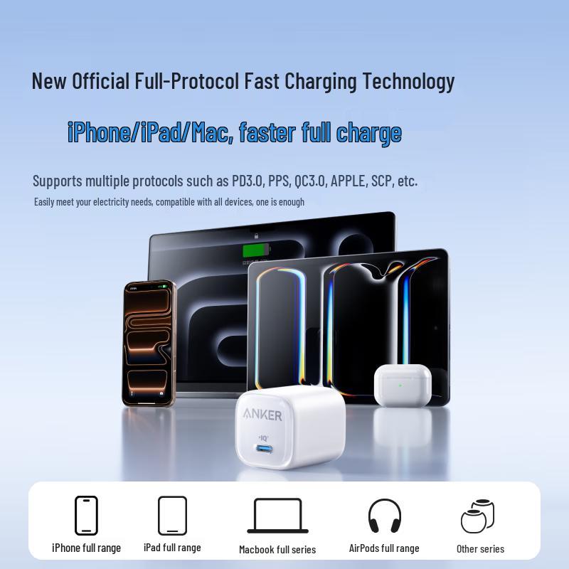 Быстрое зарядное устройство Anker 30 Вт GaN, тип «Ледяная точка», USB-C PD