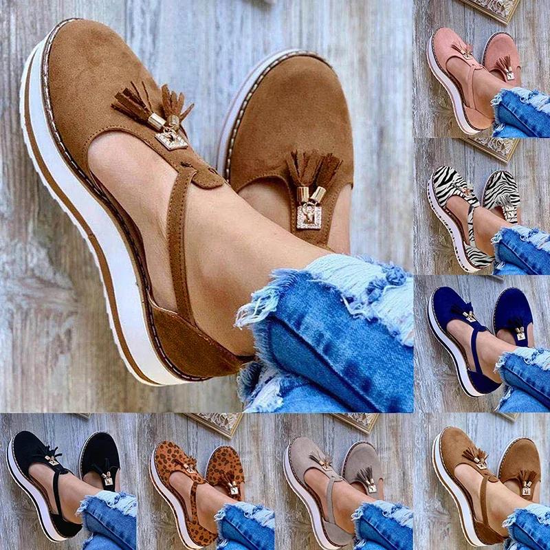 Women's Sandals Summer 2025 Casual Flat Platform Heel Tassel Buckle Strap Female Sandals Platform Vulcanized Shoes for Women New