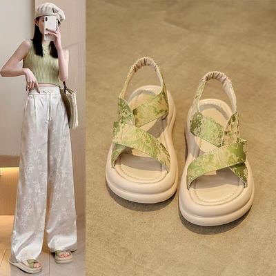 Красивые босоножки на платформе, женская летняя юбка 2025 года, новые повседневные римские пляжные туфли в китайском стиле