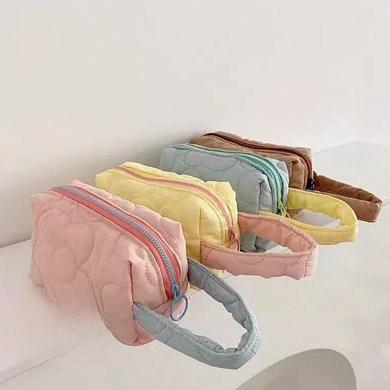 Косметичка в конфетных тонах, мягкая фланель, мультяшный рисунок, модная сумка для женщин