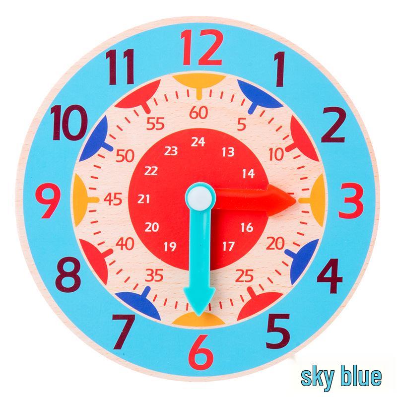 Wooden Clock Time Recognition Puzzle Toy for Kids - Early Math Teaching Aid
