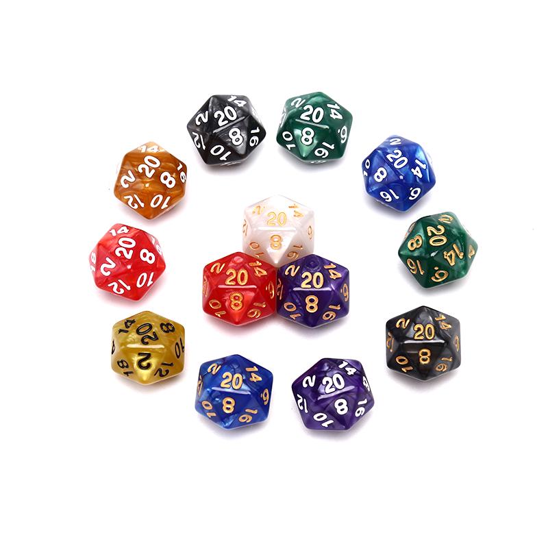 1 шт. прочные перламутровые игральные кости D20 акриловые 20-сторонние игральные кости для настольной игры