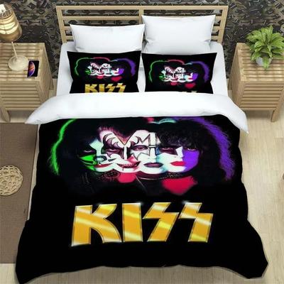 Постельное белье с принтом группы Kiss Изысканный комплект постельных принадлежностей Пододеяльник Комплект одеяла Постельное белье Подарок на день рождения для девочки