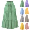 Women's Fashion Solid Color Floral Lace Elastic Waist Loose Long Skirt