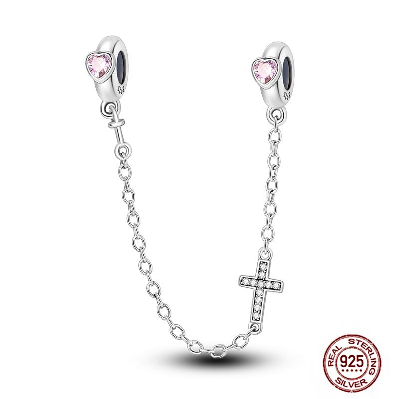 Round 925 Copper Clasp Pave Clip Charms Blue Star Moon Butterfly Slide Safety Chains Spacer Beads Fits Original Bracelet Zircon