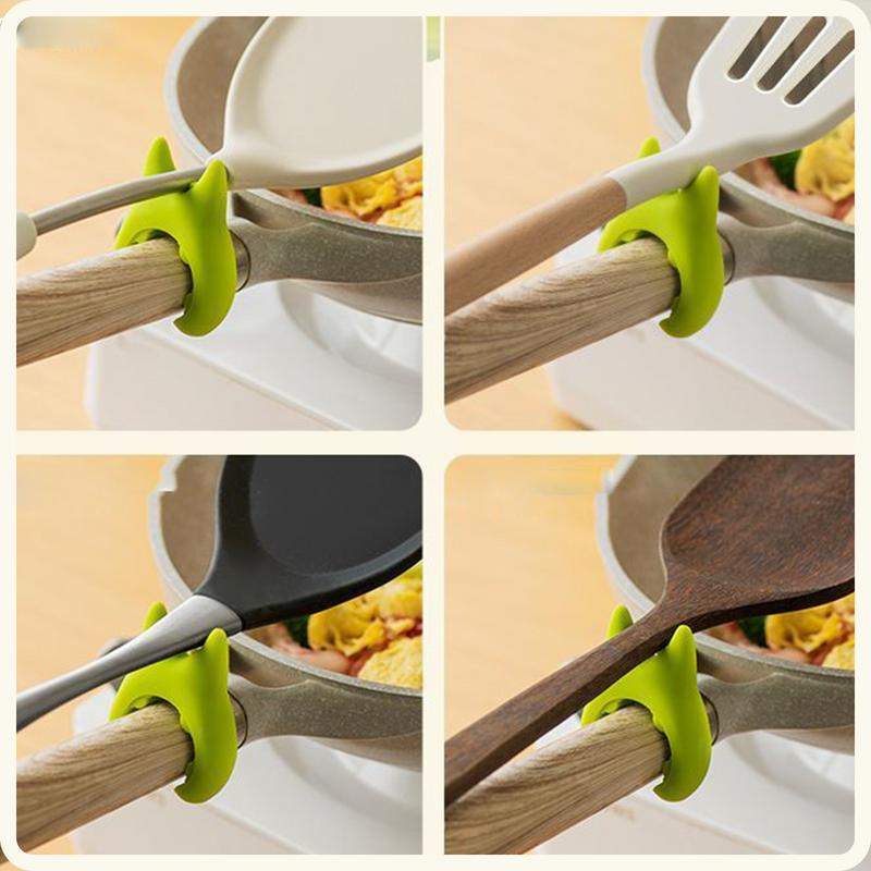 Портативный силиконовый зажим для крышки кастрюли с защитой от перелива, держатель для ложки с защитой от ожогов, подставка для кухни, универсальный зажим для лопатки