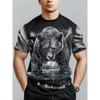 Men Bear Cartoon Printed Short Sleeve O Neck T Shirt Summer Tees