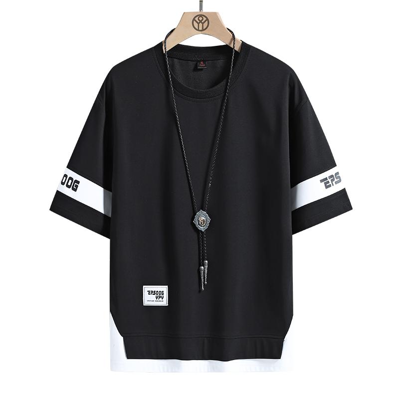 Летняя футболка с короткими рукавами Harajuku Korea Fashion White Black, уличная одежда, хип-хоп, свободная футболка, мужские футболки, футболка, одежда