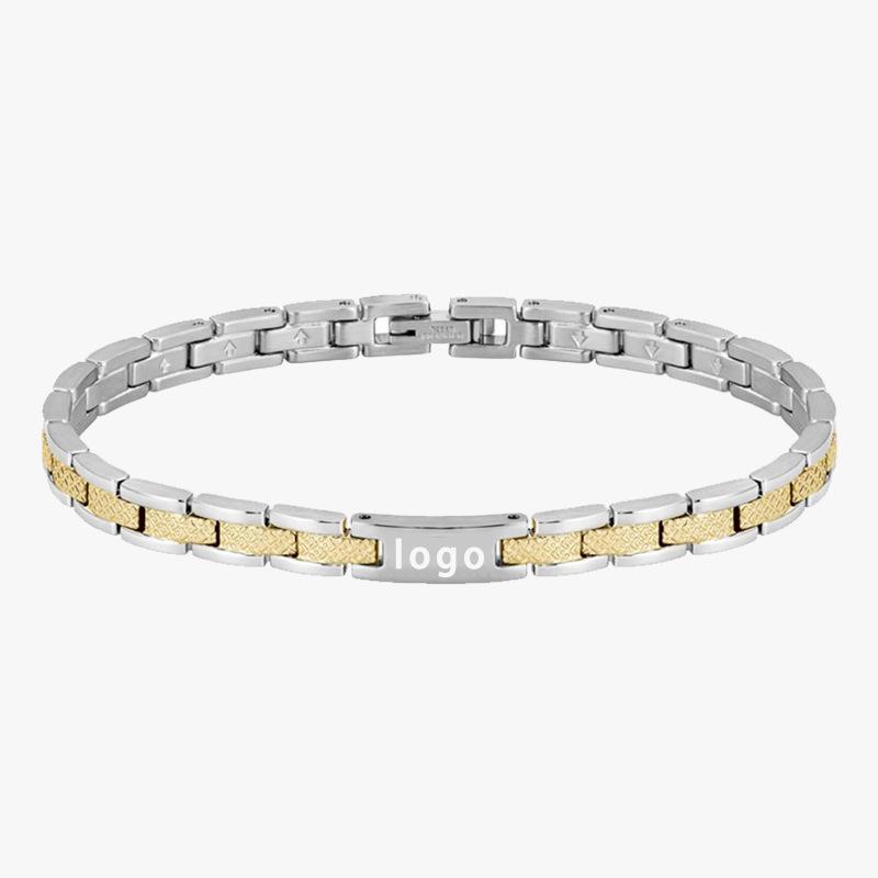 Trendy Non-Fading Stainless Steel Magnetic Bracelet for Men - 18K Gold Plated Adjustable Watch Band Chain Style Bracelet