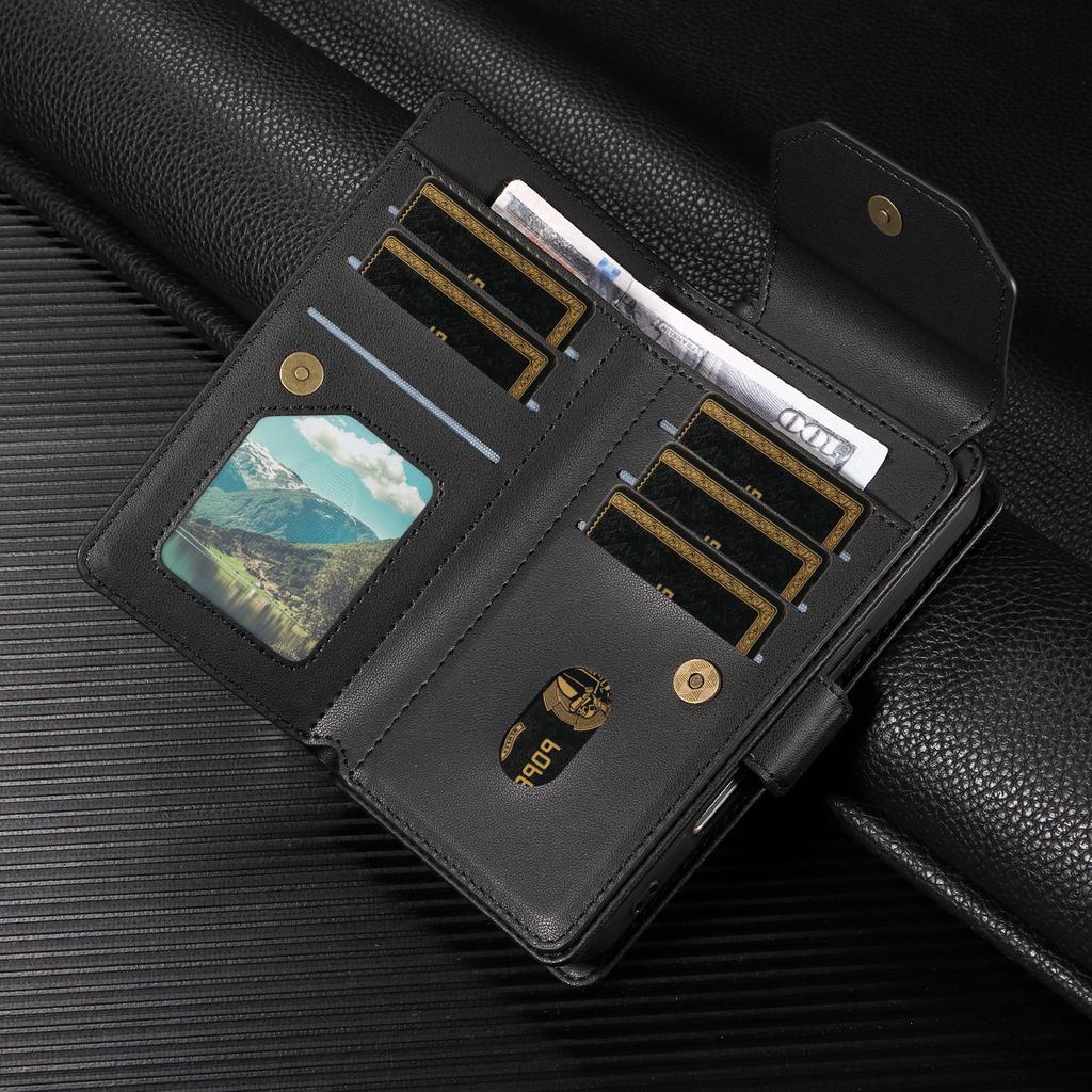 Для Samsung Galaxy S25 Edge Чехол с держателем для нескольких карт и ремешком PU кожаный чехол для телефона подставка