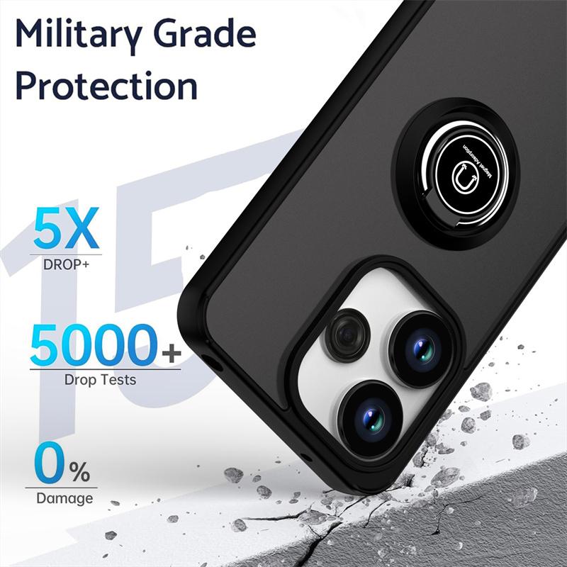 Armor Matte Case For Xiaomi Redmi 13 4G 13C 12 5G 12C 10C 10 2022 Cover Ring Magnetic Holder Stand Shockproof Coque Fundas