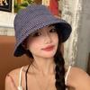 Летняя клетчатая панама-ведро с завитым бантом, клетчатая шляпа от солнца, складная, быстросохнущая, рыбацкая кепка, шляпа для альпинизма на открытом воздухе