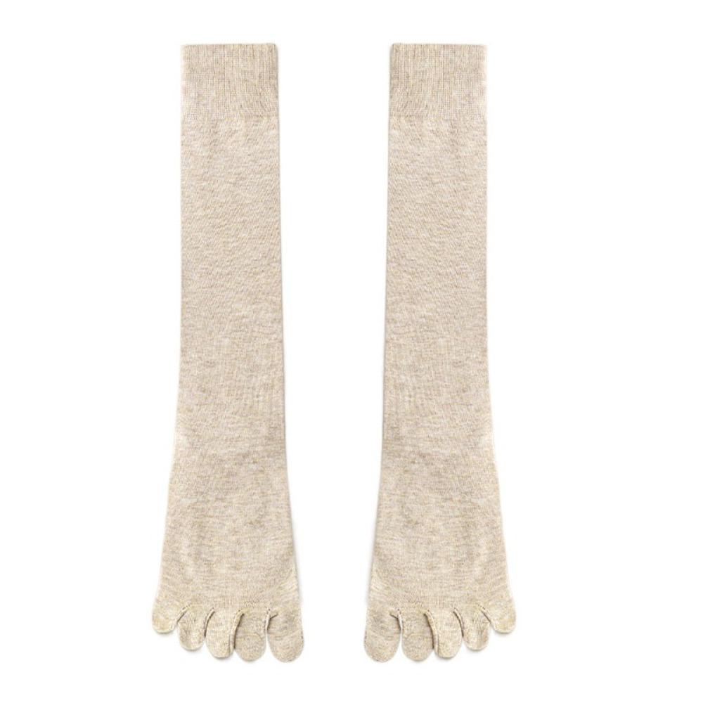Solid Color Five Finger Long Socks Anti-slip Mid-tube Stocking Women Spring Summer