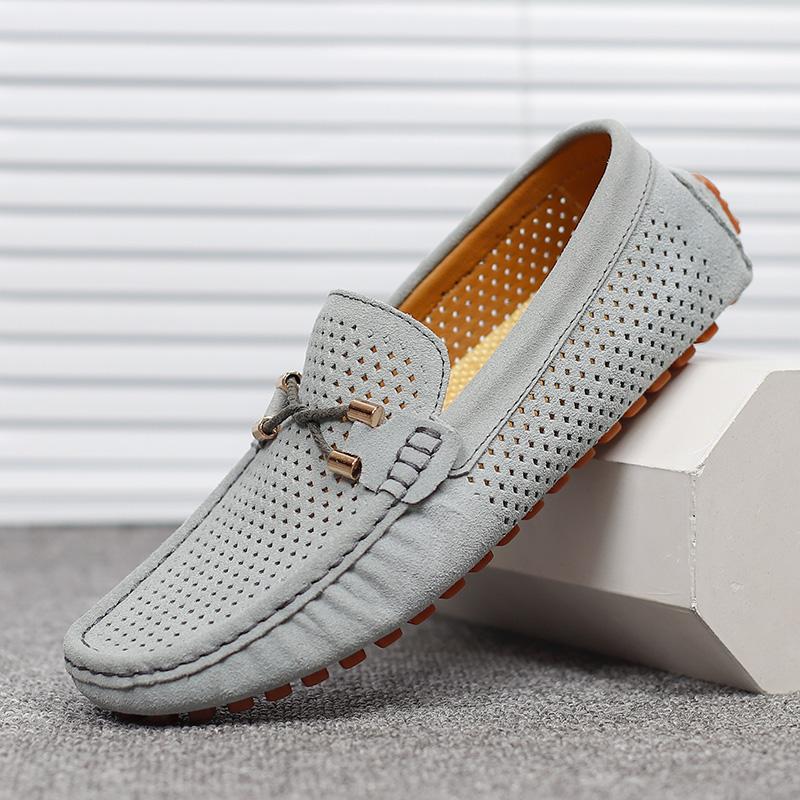Модные новые кроссовки с перфорацией, мужские уличные лоферы, дышащая летняя мужская повседневная обувь ручной работы, кожаные мокасины, слипоны на плоской подошве