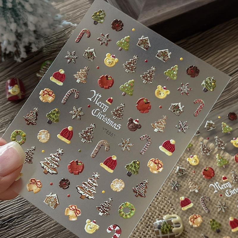 Cute Christmas Snowman Christmas Tree Santa Claus Nail Stickers Kawaii Art Stickers Diy New Year Accessories Manicure Decals