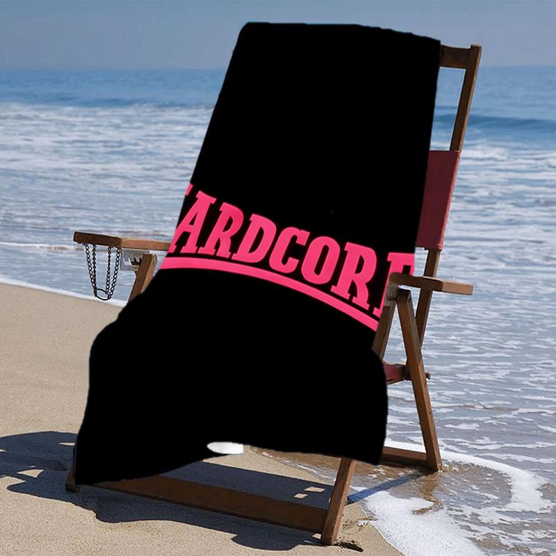 Beach Towel with HARDCORE LOGO Pattern - soft,absorbent,machine washable Lightweight&Modern,swimming,Travel Essentials