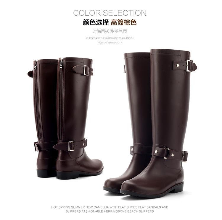 Женские модные резиновые сапоги с высоким голенищем, резиновые галоши из ПВХ, дизайнерские водонепроницаемые садовые рабочие сапоги на молнии, Botas Lluvia Mujer