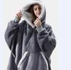 Winter Hoodies Sweatshirt Women Men Pullover Fleece Giant TV Oversized Blanket with Long Flannel Sleeves